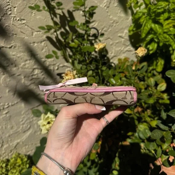 Pink & Brown Coach Monogramed Wallet